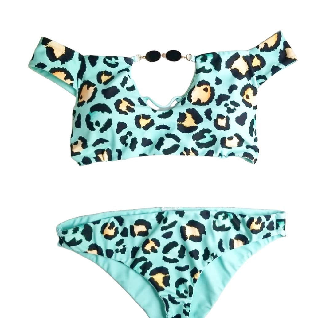 Exuma Bikini Bottom - Mint Leopard